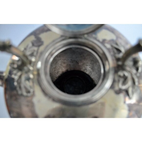 Antique Silver Tilting Tea Kettle with Warmer and Stand - Picture 10 of 16